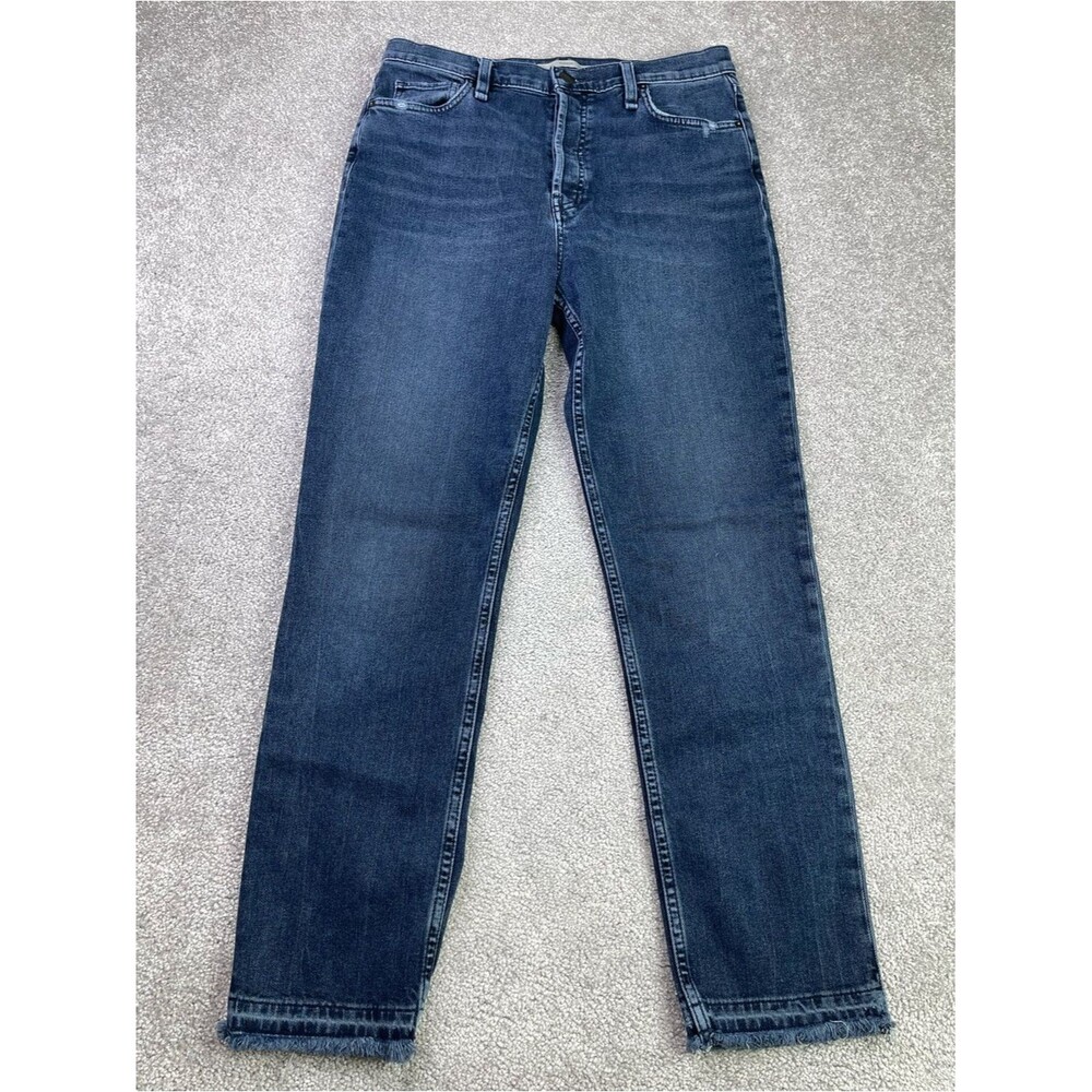 Hudson Holly Jeans Women’s 30 Blue Slim Straight High Rise Button Fly Fray Hem